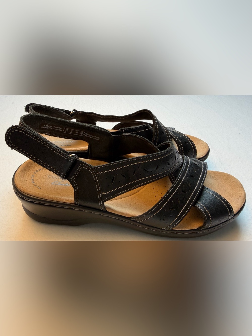 Clarks Black Lexi Pearl Leather Slingback Sandals